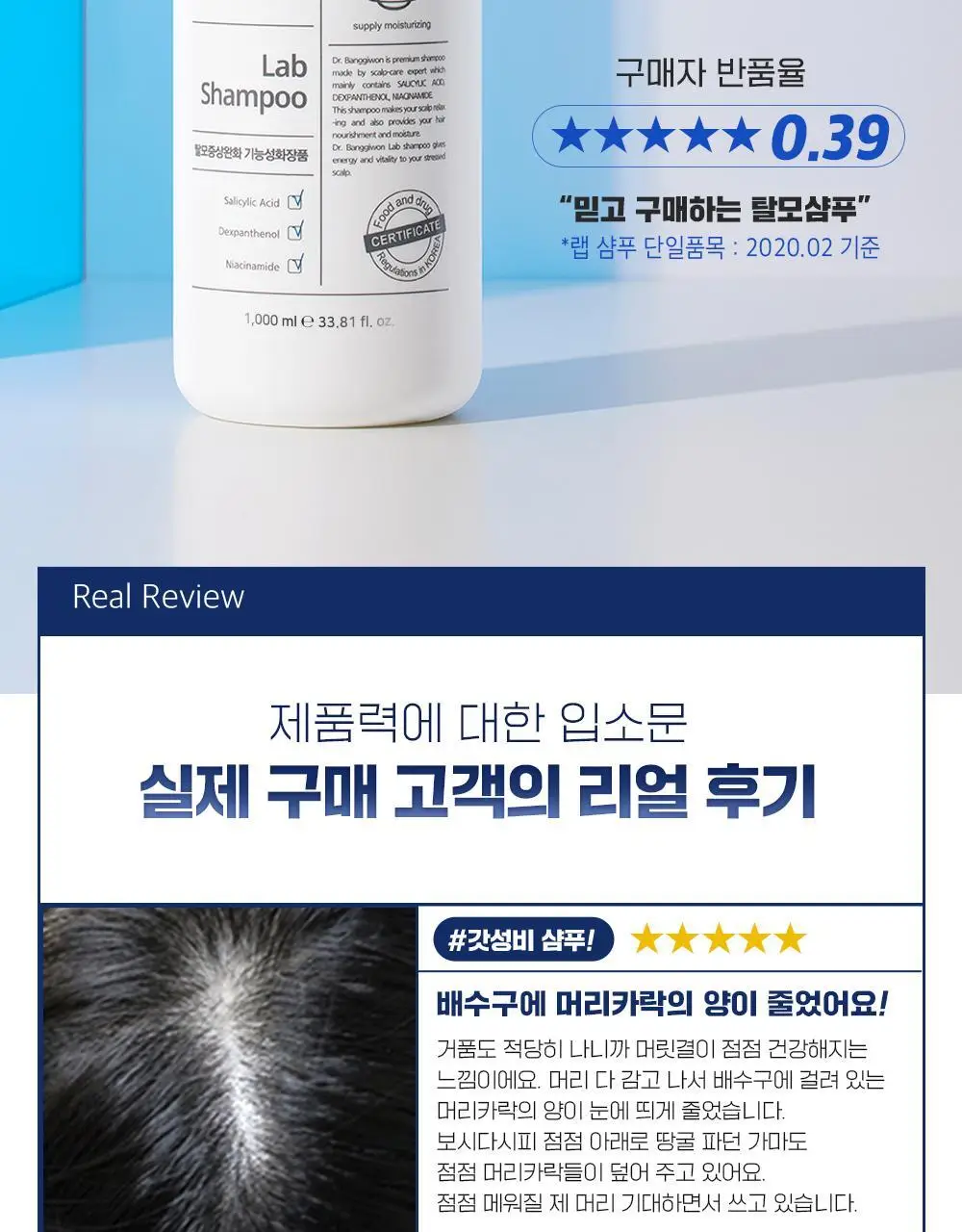 닥터방기원 랩 탈모샴푸 1000ml 더블 세트 상세페이지 4