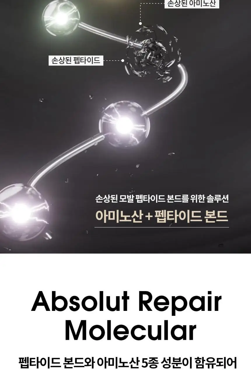 로레알 프로페셔널 앱솔루트 리페어 몰큘러 2종 세트(샴푸 100ml+워터 트리트먼트 75ml) 상세페이지 4