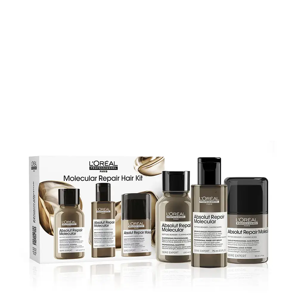 로레알 프로페셔널 앱솔루트 리페어 몰큘러 3종 세트(샴푸 100ml+워터 트리트먼트 75ml+리브인크림 30ml)