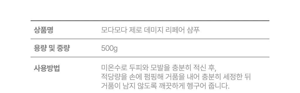 모다모다 제로데미지 리페어 샴푸 500g 상세페이지 63