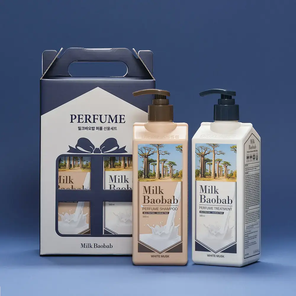 밀크바오밥 퍼퓸 헤어 화이트머스크 선물세트 (샴푸500ml+트리트먼트500ml)