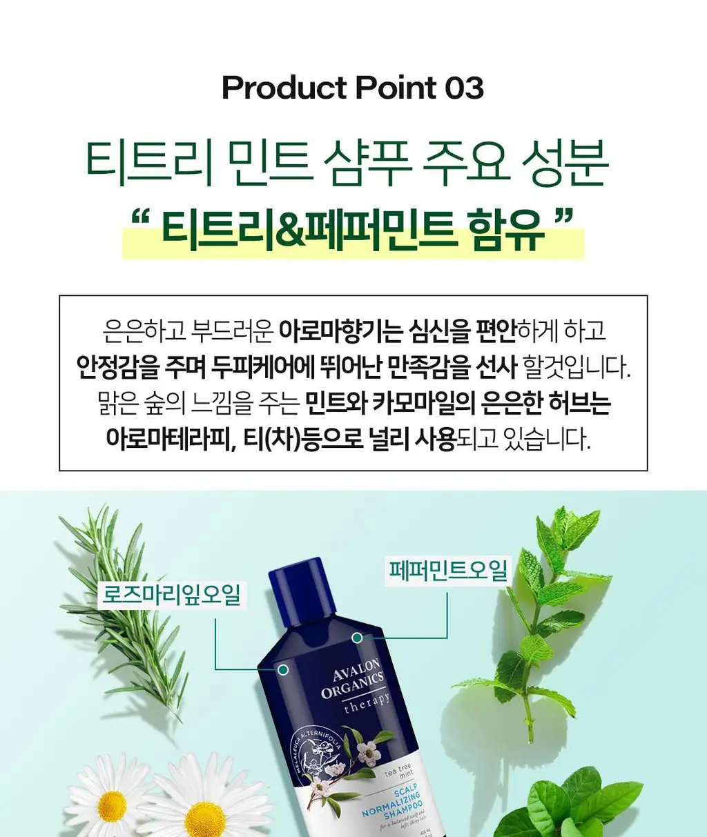 아발론 오가닉스 스칼프 노멀라이징 티트리민트 샴푸 414ml 상세페이지 16