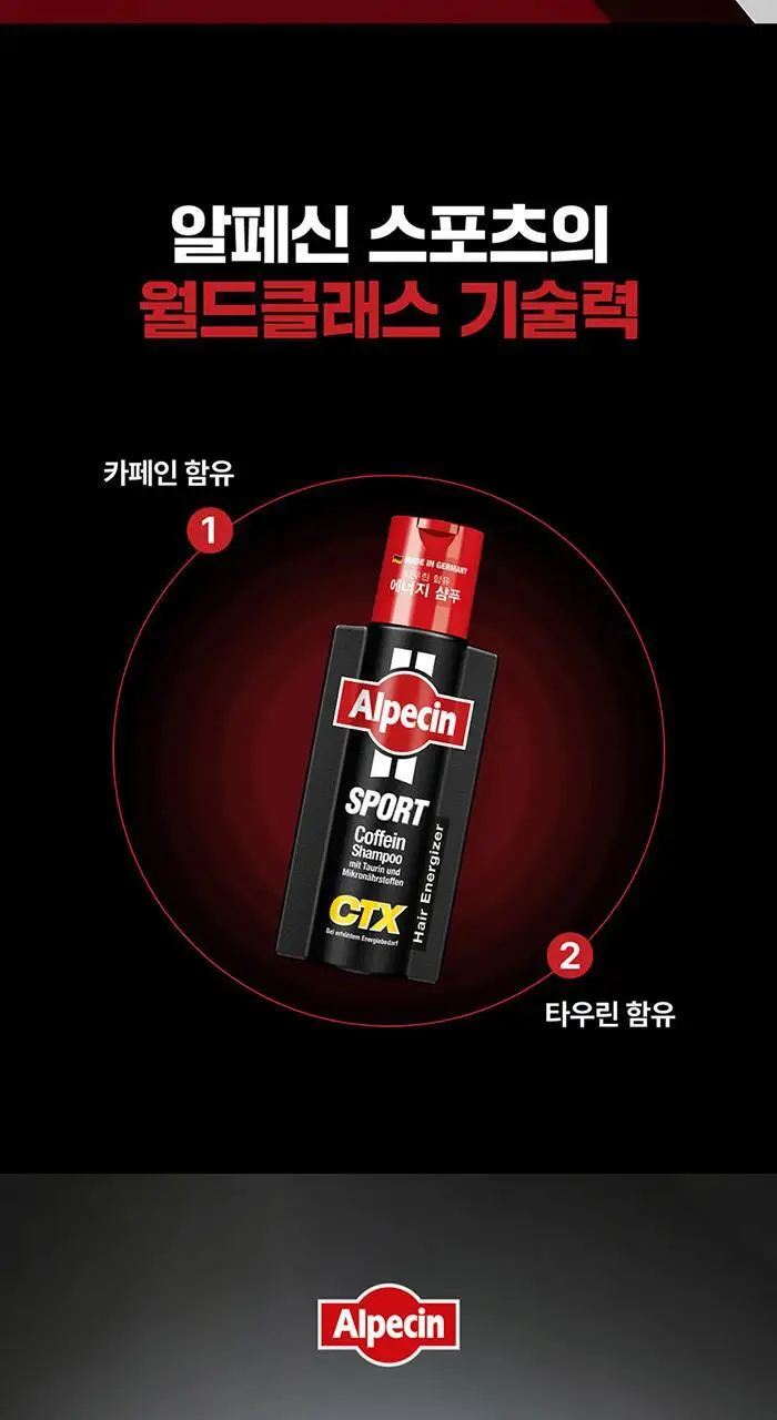 알페신 스포츠 카페인샴푸 씨티엑스 250ml 상세페이지 3