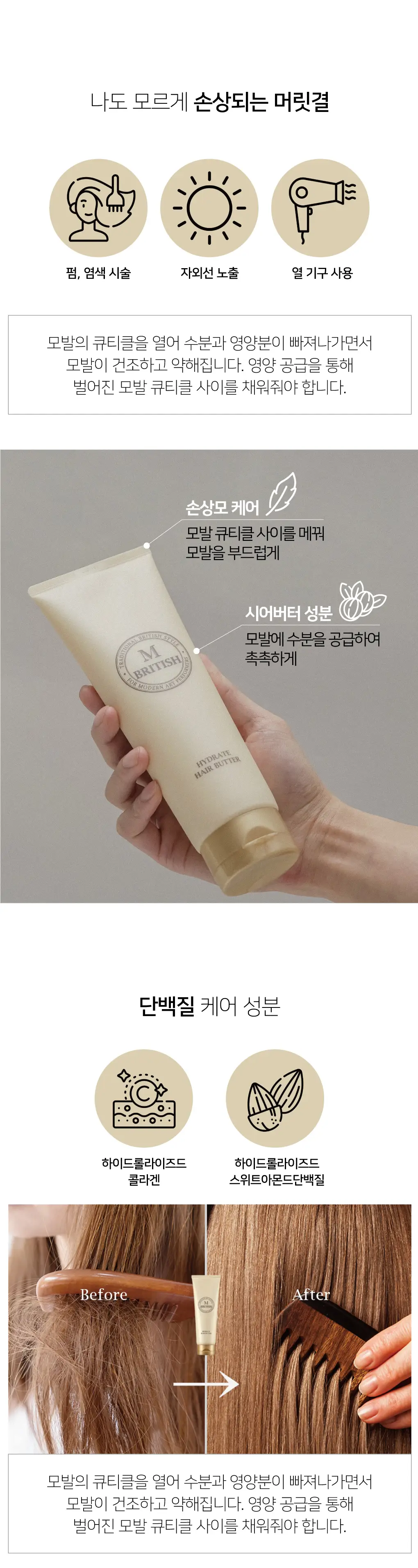 브리티시엠 하이드레이트 헤어 버터 250g 상세페이지 2