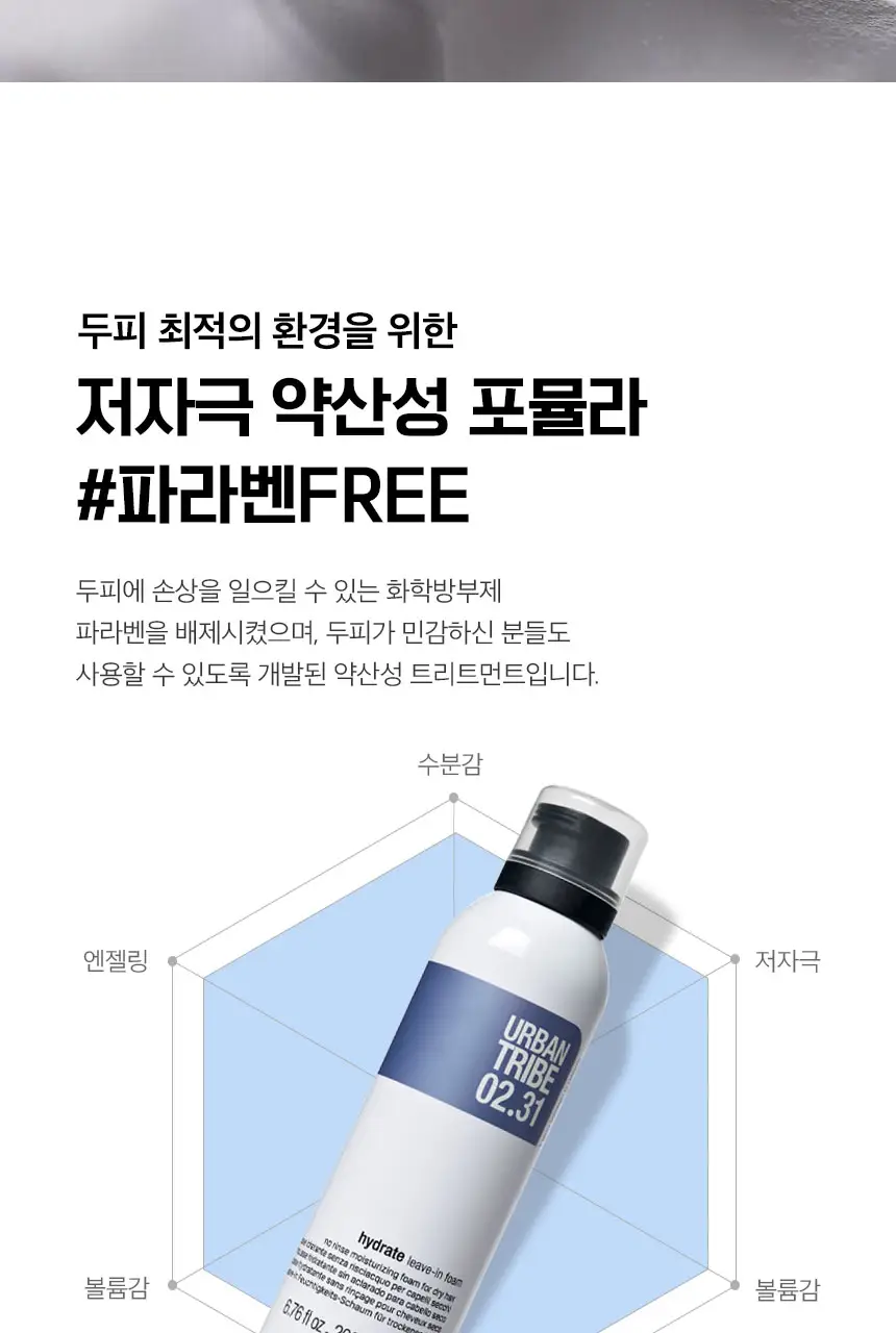 어반트라이브 노워시 트리트먼트 하이드레이트 리브 인 폼 200ml 단품/기획 상세페이지 12