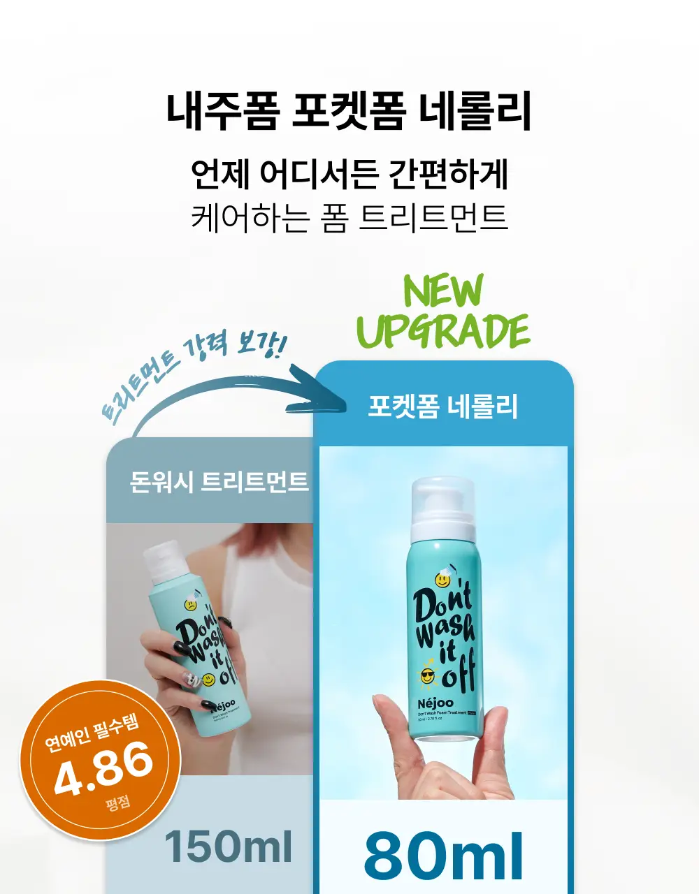 내주 돈워시 폼 트리트먼트 포켓 80ml 2종 (네롤리 , 퓨어) 상세페이지 11