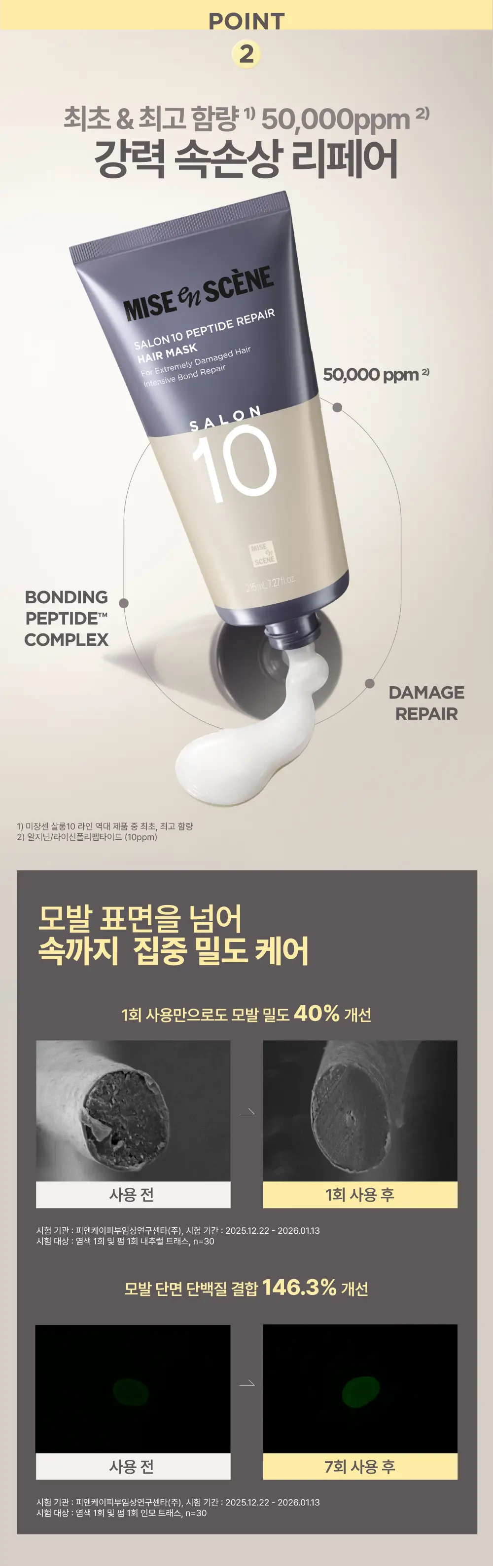 미쟝센 살롱10 펩타이드 리페어 헤어마스크(트리트먼트) 300ML 듀오기획 상세페이지 8