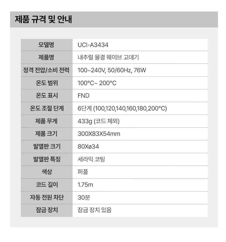 유닉스 내추럴 프리볼트 34mm 물결 웨이브 고데기 UCI-A3434 상세페이지 25