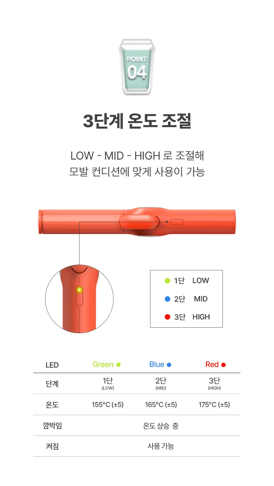 유닉스 테이크아웃 무선고데기 UCI-A4025 코랄 상세페이지 11