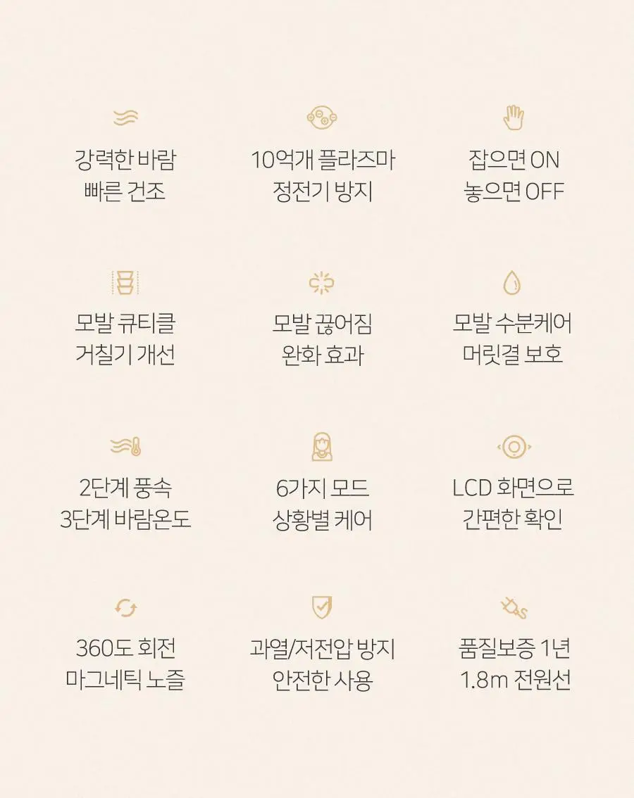 무아스 슈퍼 플라즈마 BLDC 헤어 드라이기 Pro 저소음 드라이어(라이트 베이지/소프트핑크) 상세페이지 3