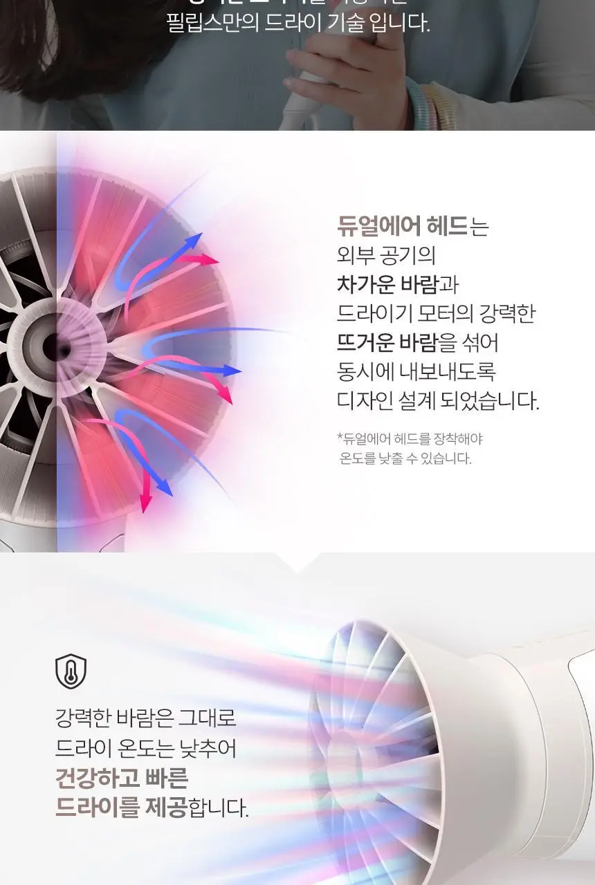 필립스 3000 시리즈 듀얼 에어케어 접이식 헤어드라이기 (BHD308/69) 상세페이지 4