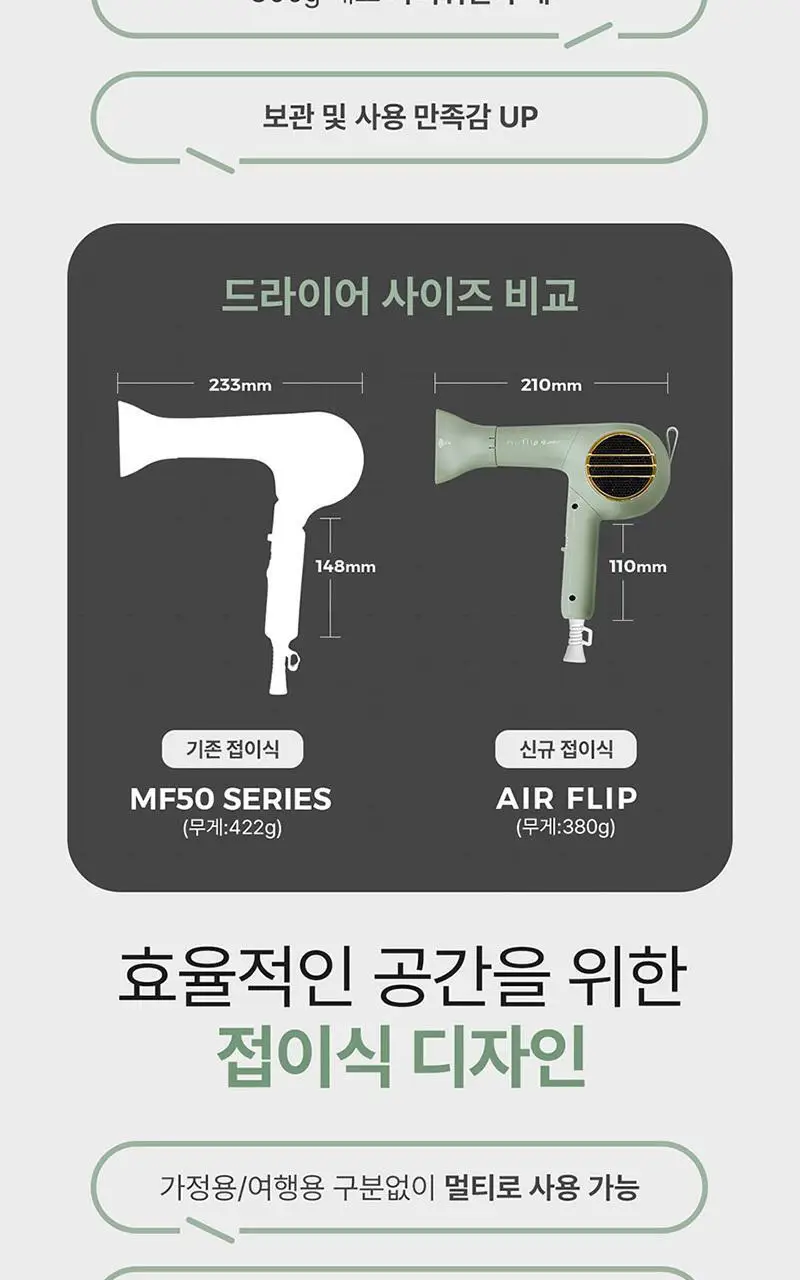 JMW BLDC 에어플립 접이식 드라이어 MCF5A01A 그린 (온) 상세페이지 19