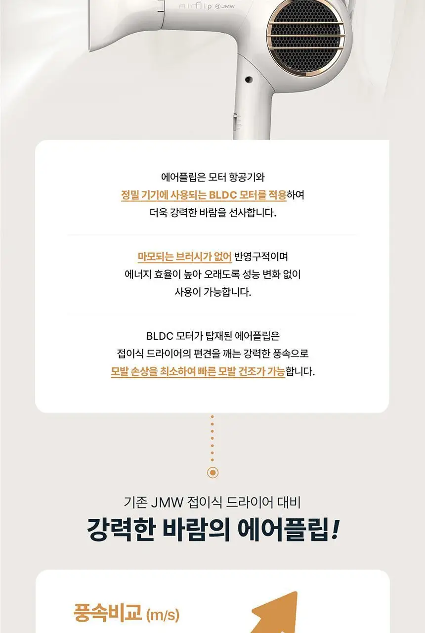 JMW BLDC 에어플립 접이식 드라이어 MCF5A02B 아이보리 상세페이지 9