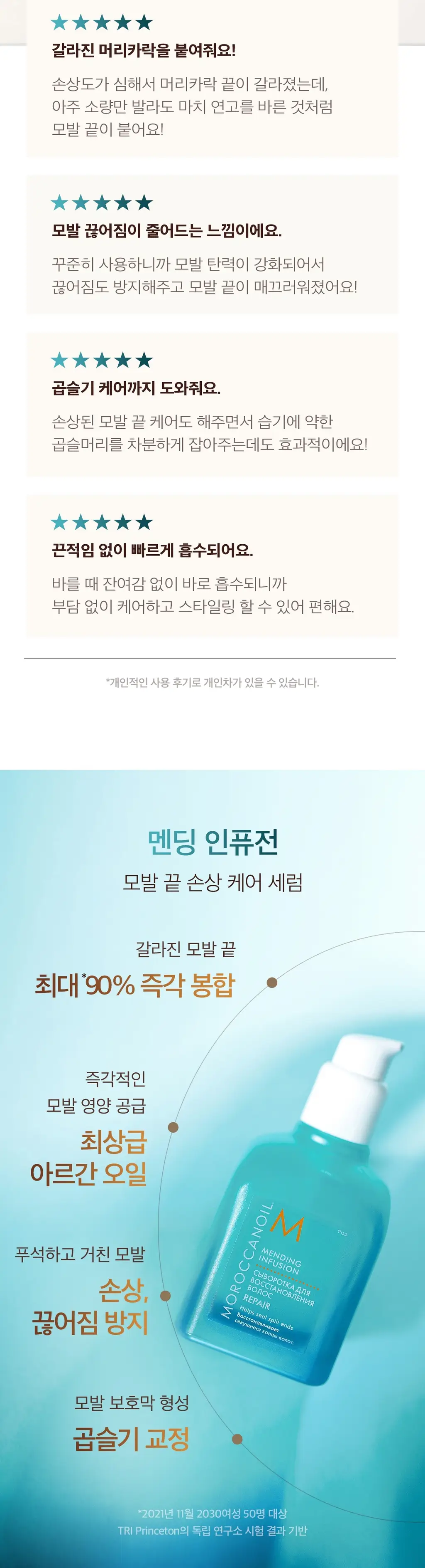 모로칸오일 멘딩 인퓨전 세럼 75ml (모발 끝 손상 케어) 상세페이지 3