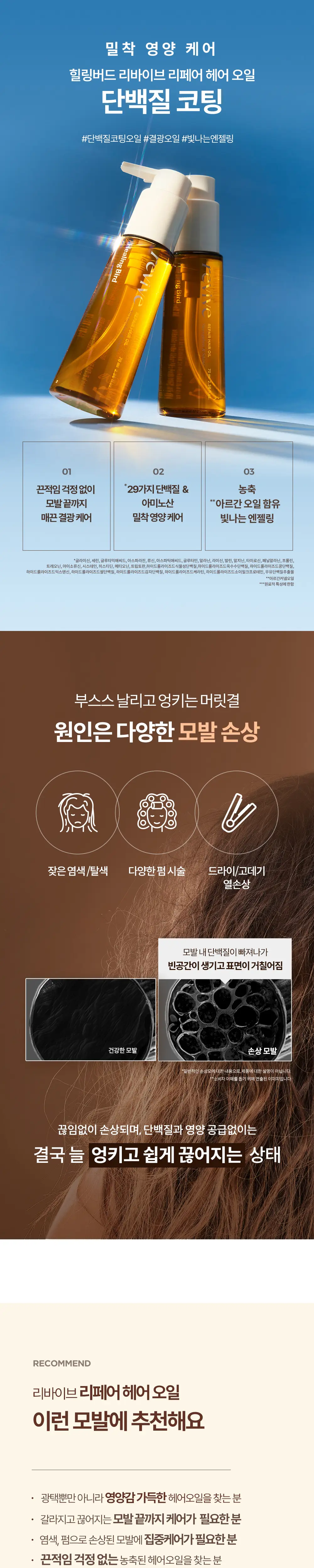힐링버드 리바이브 리페어 헤어오일 70ml 상세페이지 2